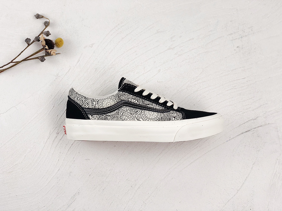 G0 ：Vans OG Old Skool 黑白龙纹佩斯利腰果花休闲板鞋VNOA4P3XB54工艺：硫化