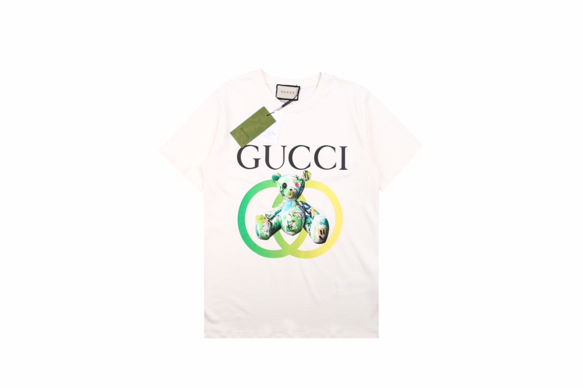 Gucci 22ss 玩偶熊logo 短袖 进口数码3D直喷logo面料