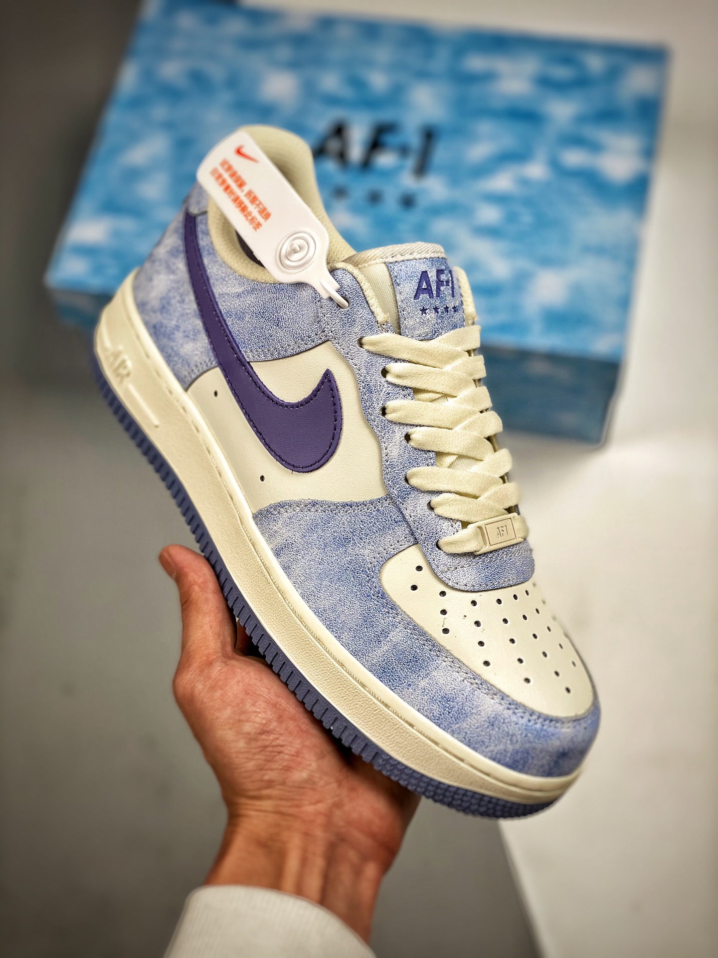 -3 Nike Air Force 1 Low '07 Violeta Air Force 1 de caña baja zapatillas casuales de skate. Cuero personalizado de fábri…