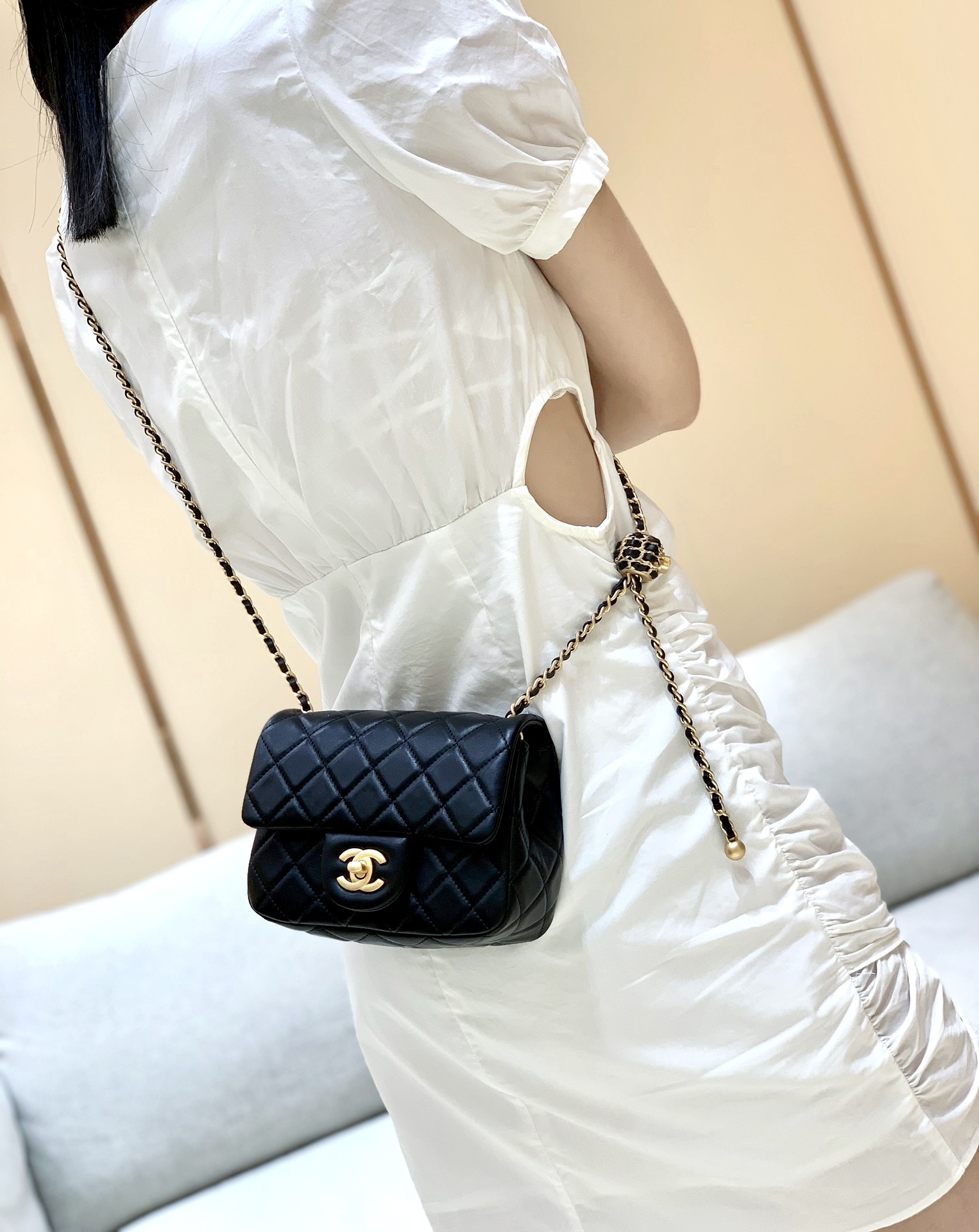 Chanel Flap Bag CF Mini羊皮方胖子金球包 AS1786黑色