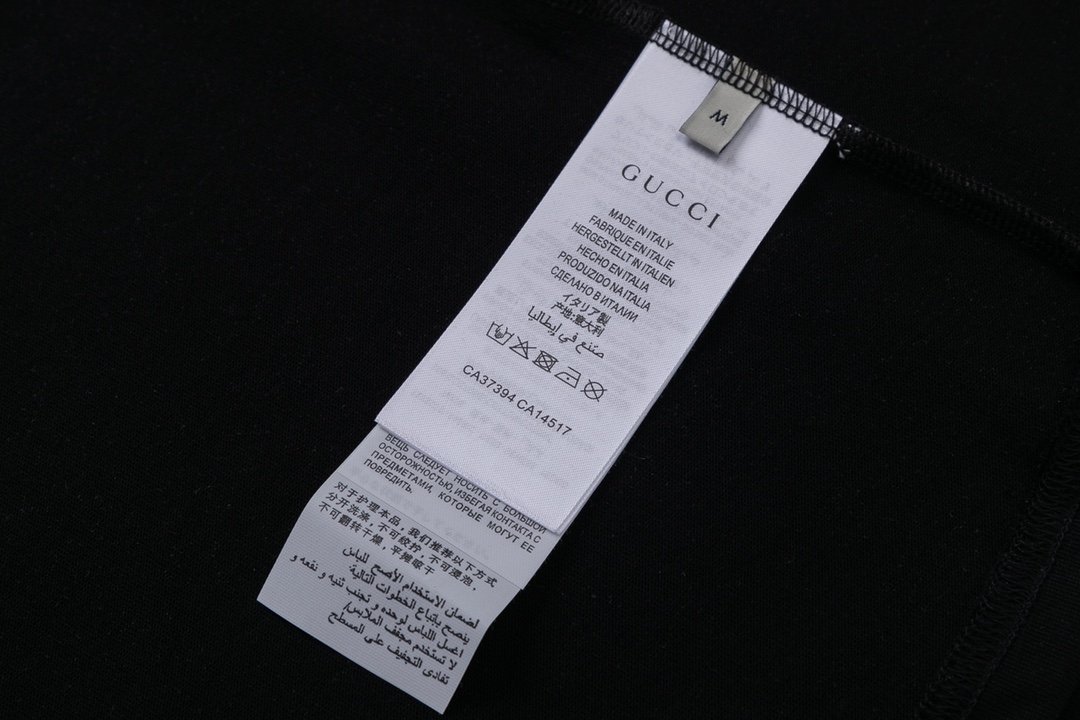 607#Gucci（男女同款）32S双纱爽全棉270克重高品质数码直喷闪电双色工艺-颜色黑/杏-码数XS