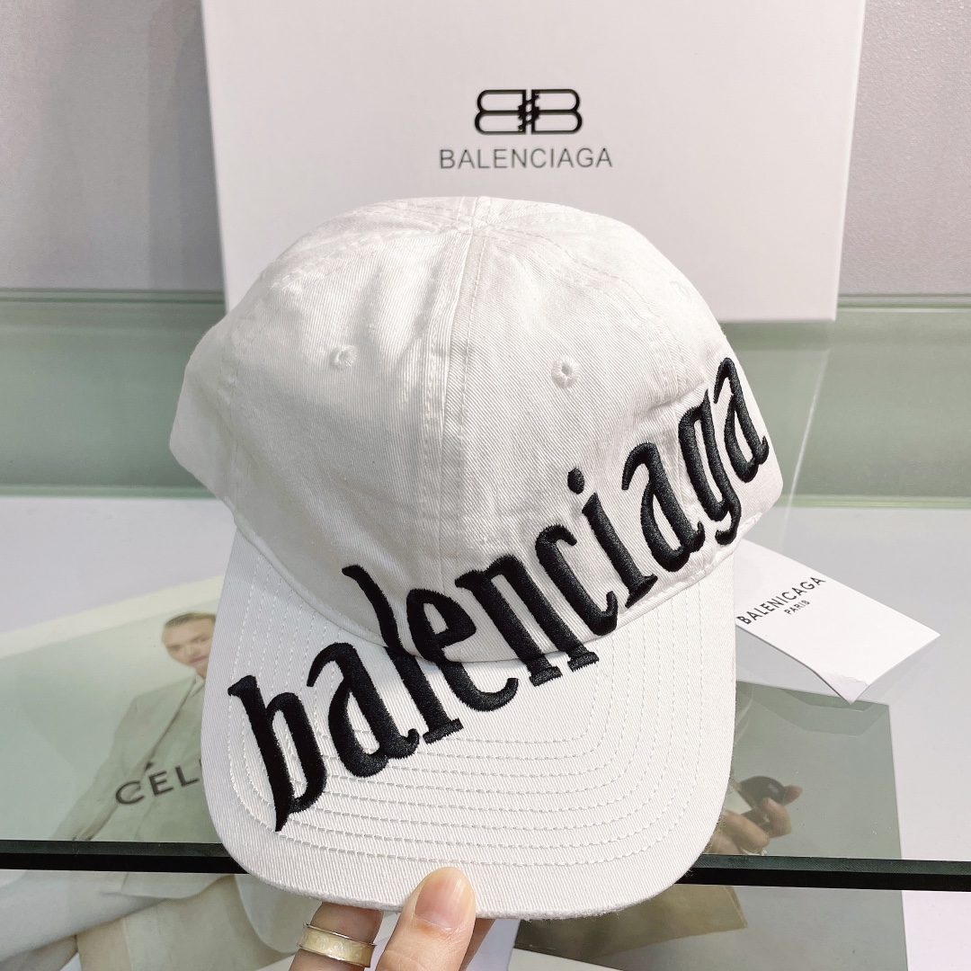特价205 2022新款BALENCIAGA/巴黎世家帽子女鸭舌帽字母刺绣标志棒球帽 