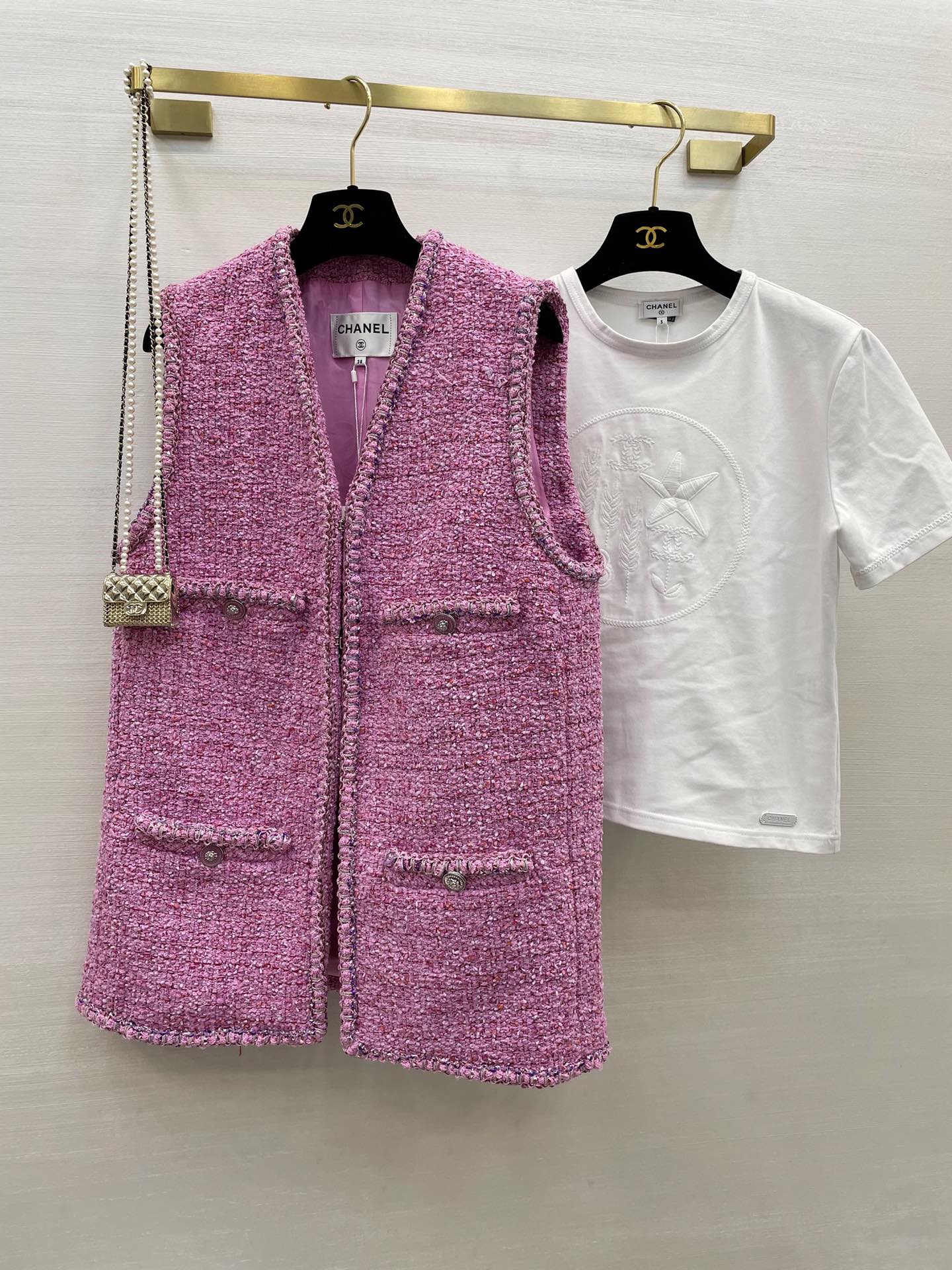 022香奈儿紫粉色马甲外套"