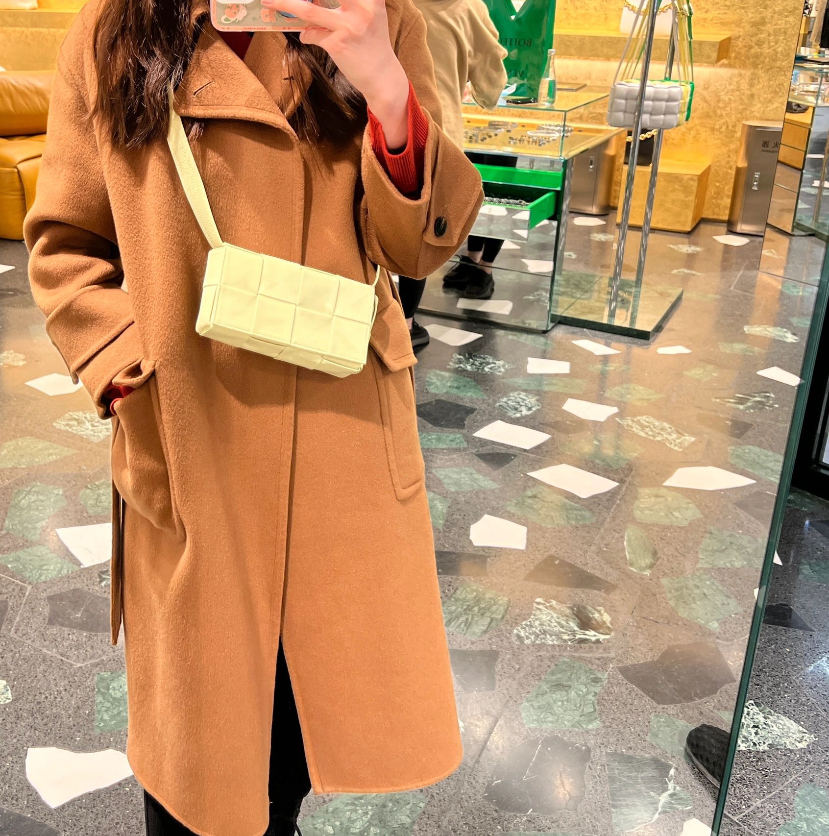 Bottega Veneta CASSETTE 油蜡皮四格腰包 651053水洗柠檬黄