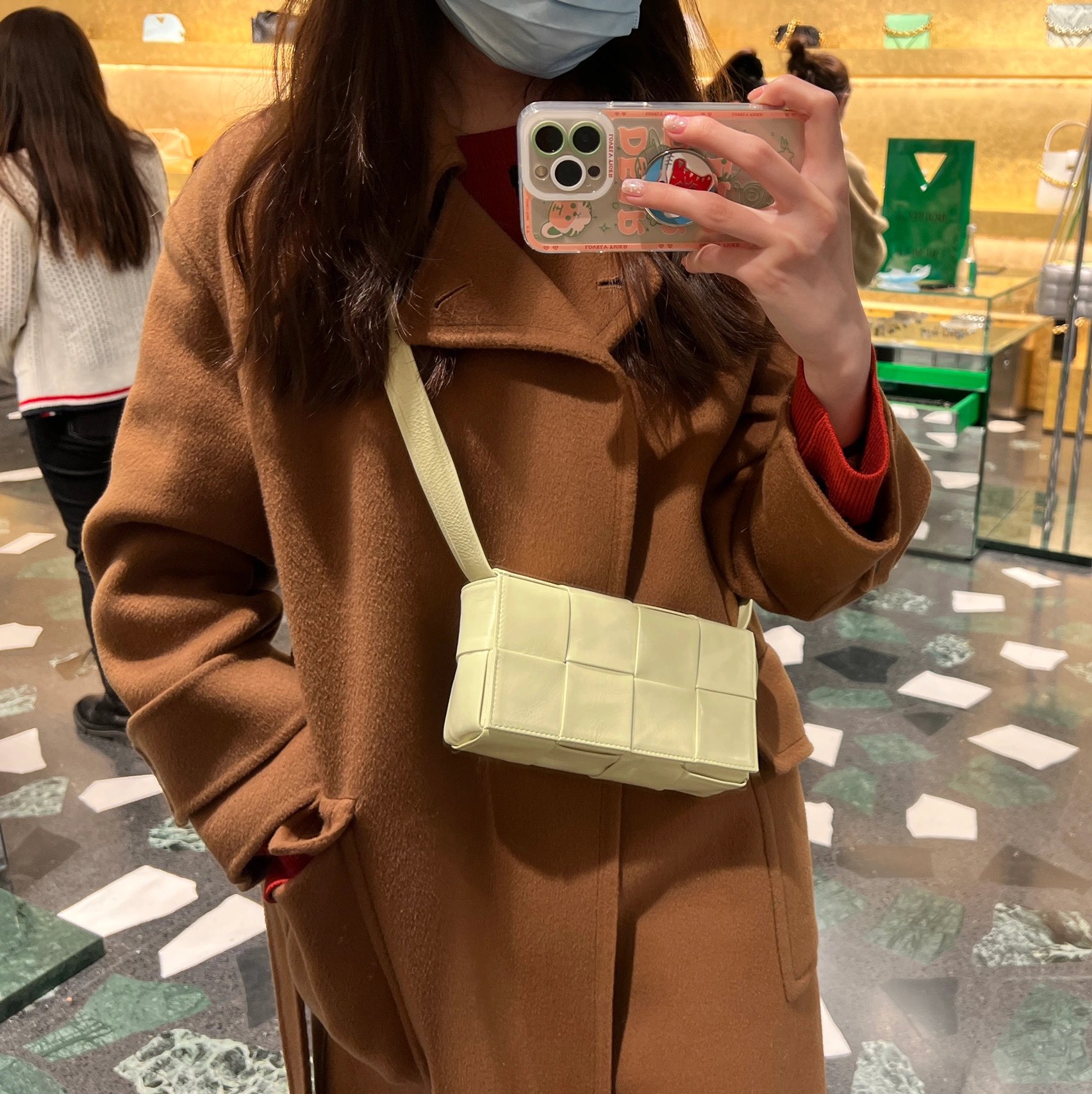 Bottega Veneta CASSETTE 油蜡皮四格腰包 651053水洗柠檬黄