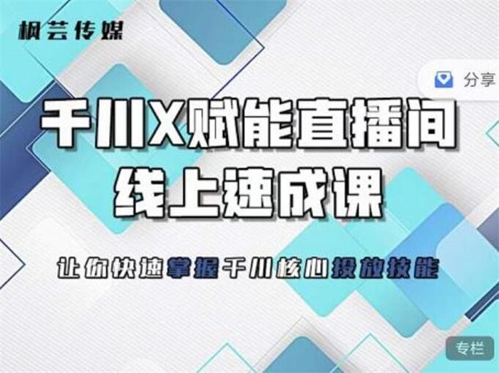 【短视频抖店蓝海暴利区1.0077 枫芸传媒《线上千川提升课》】【课程上新】