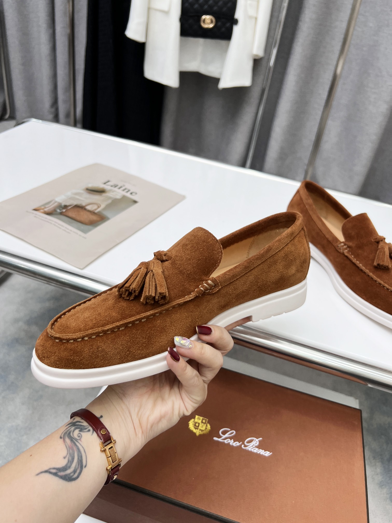 Precio de fábrica .Loro Piana* Top genuino grado borla de los hombres nueva compra original 1:1 répl
