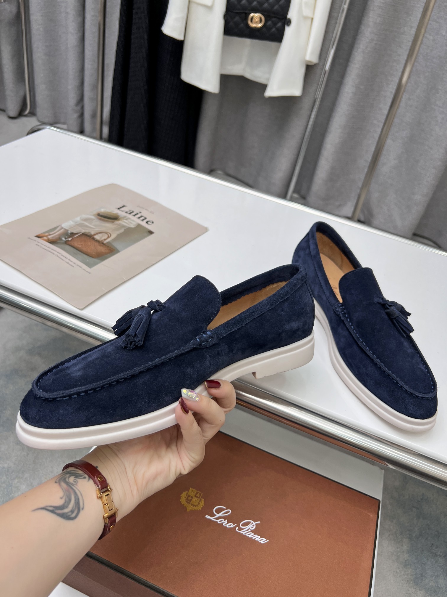 Precio de fábrica .Loro Piana* Top genuino grado borla de los hombres nueva compra original 1:1 répl