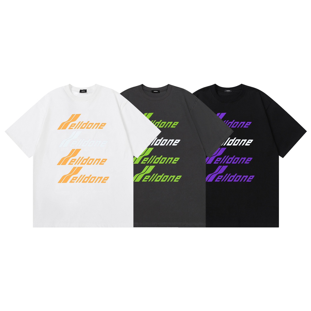 W045# 2022ss we11done nueva camiseta de manga corta con texto danmaku, letras de contraste, holgada, unisex, …