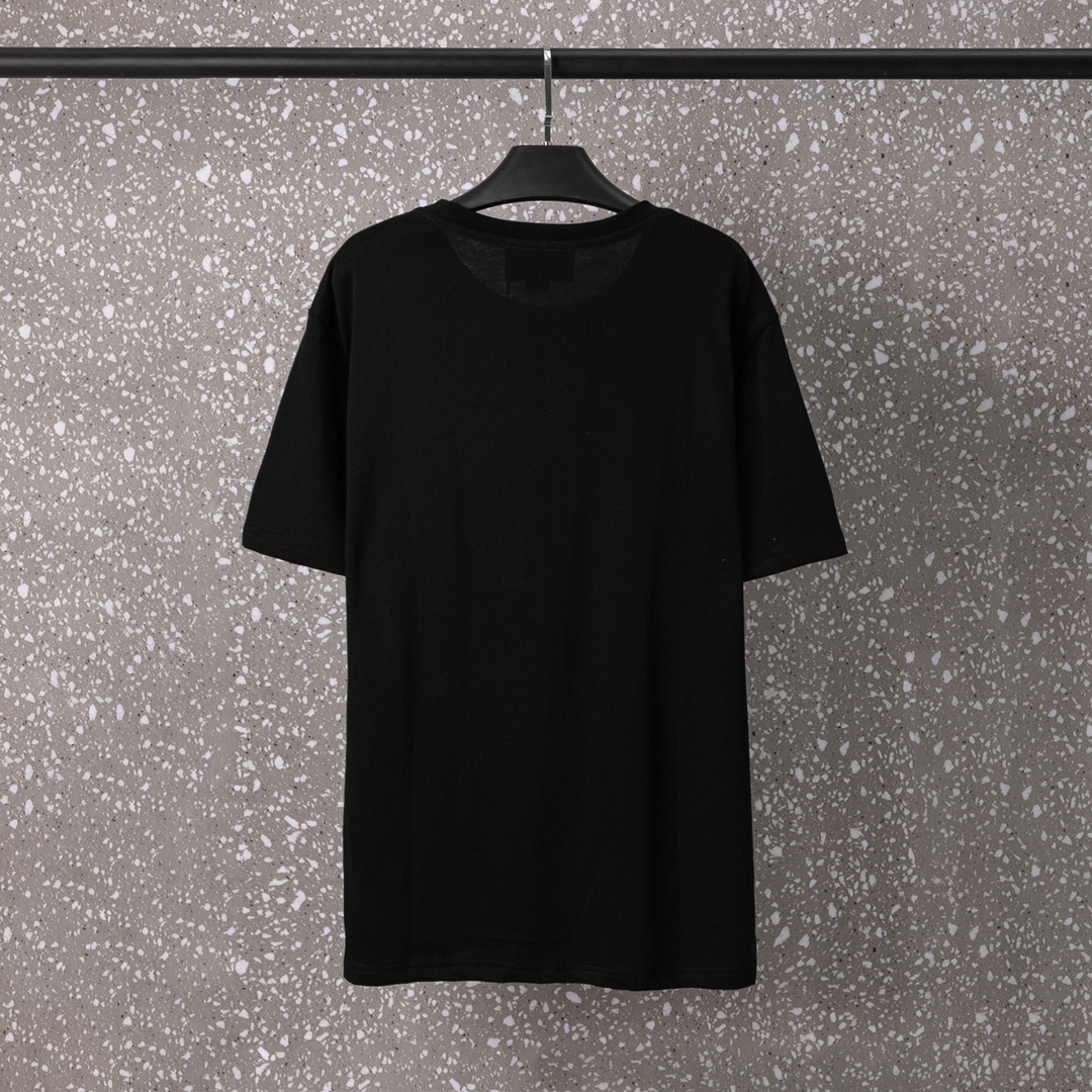 618#Gucci（男女同款）32S双纱爽全棉270克重高品质数码直喷周年纪念经典logo工艺-颜色黑/