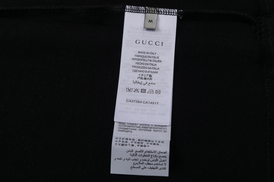 618#Gucci（男女同款）32S双纱爽全棉270克重高品质数码直喷周年纪念经典logo工艺-颜色黑/