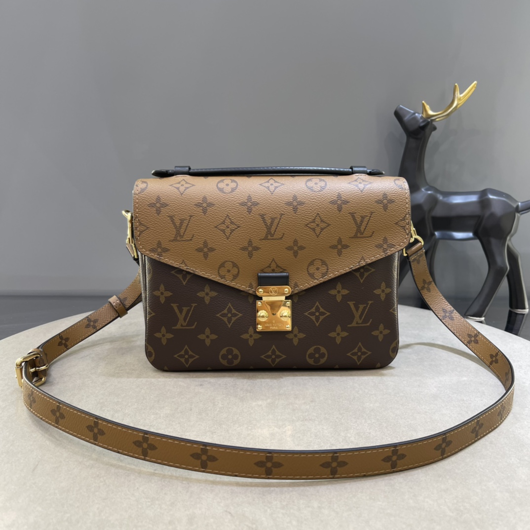 Louis Vuitton LV Pochette MeTis Copy
 Handbags Messenger Bags Brown Dark Gold Yellow Monogram Canvas Cowhide M44876