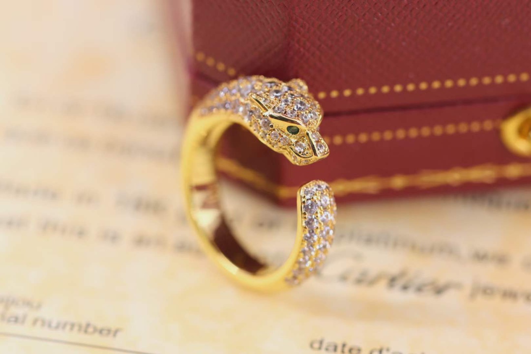 Cartier Cartier 高级珠宝系列 金色猎豹 全钻豹子戒指