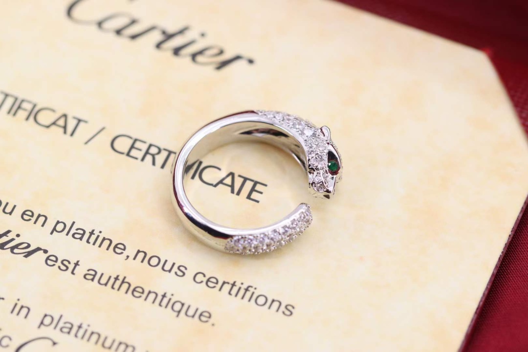 Cartier Cartier 高‮珠级‬宝系列 银‮猎色‬豹 全‮豹钻‬子戒指