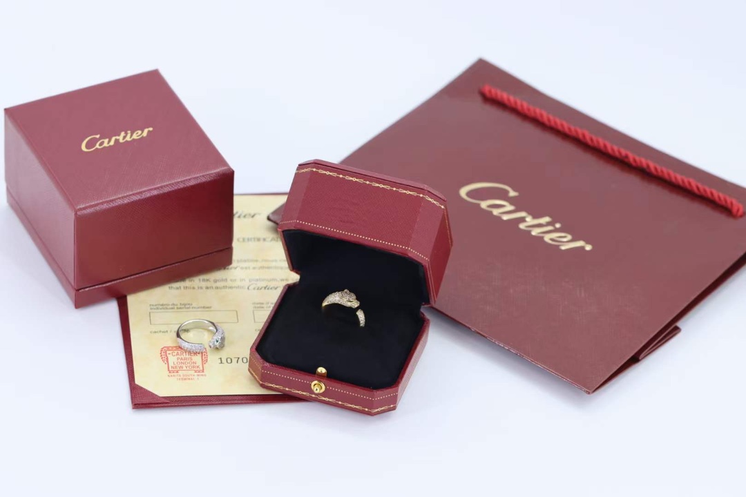 Cartier Cartier 高‮珠级‬宝系列 银‮猎色‬豹 全‮豹钻‬子戒指