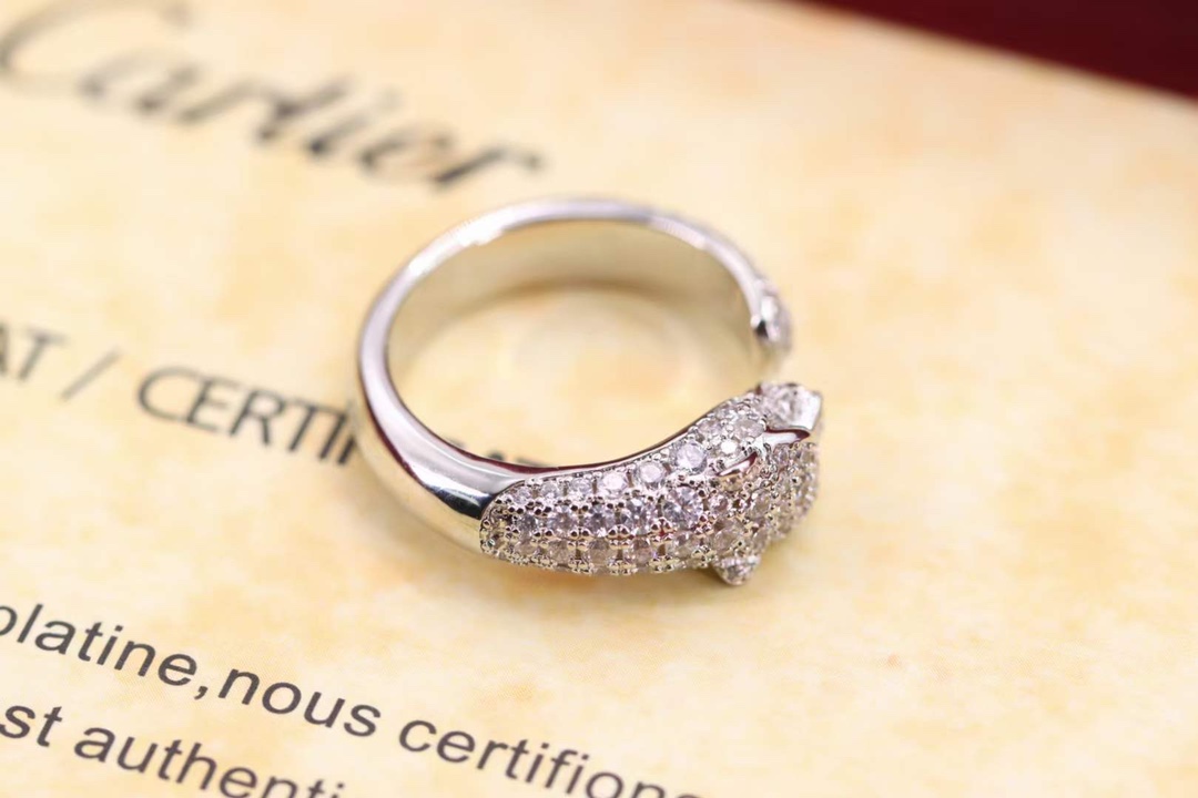 Cartier Cartier 高‮珠级‬宝系列 银‮猎色‬豹 全‮豹钻‬子戒指