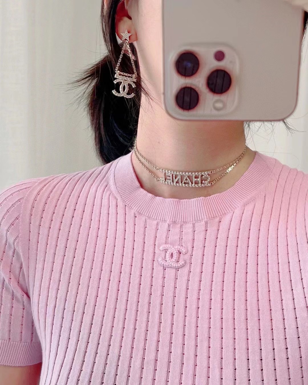 新款☑️CHANEL香奈儿 金色 双c 星星 耳钉耳环