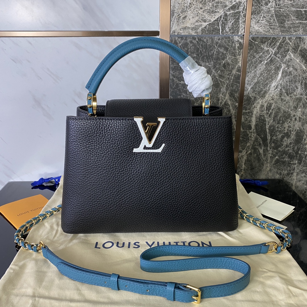 Louis Vuitton LV Capucines Bags Handbags Black Blue Cowhide M59653