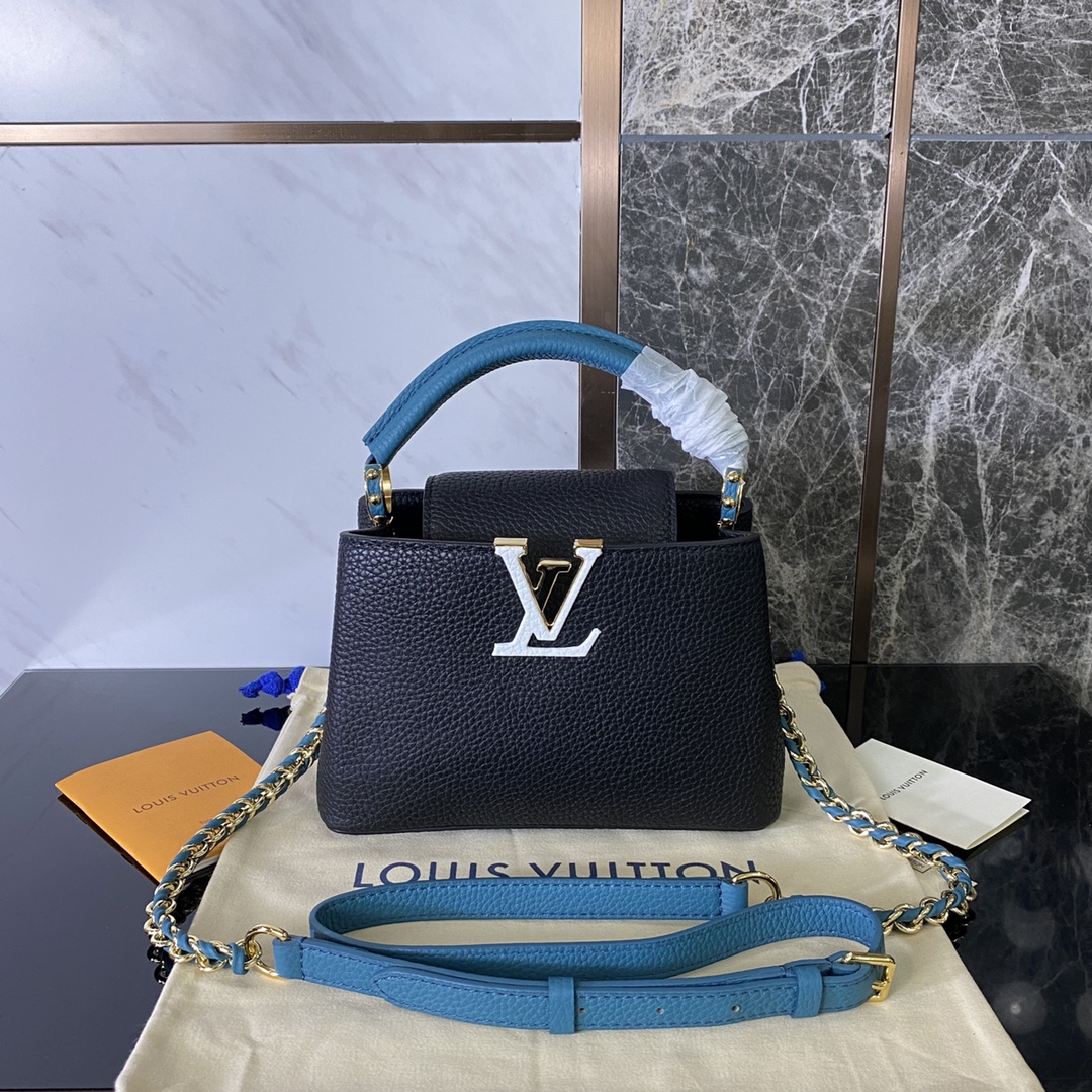 Louis Vuitton LV Capucines Bags Handbags Black Blue Cowhide M59653