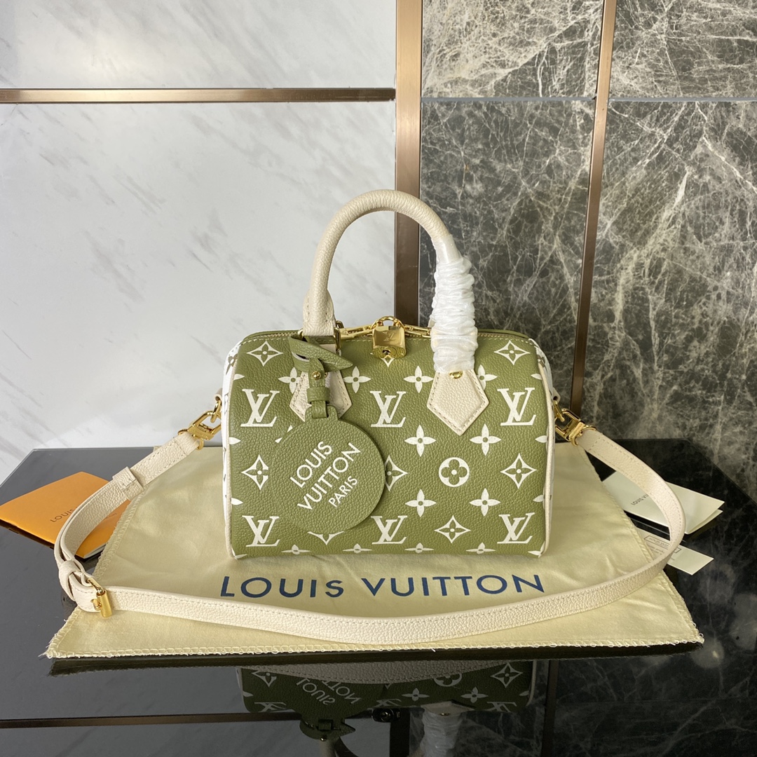 Cheap Replica Designer
 Louis Vuitton LV Speedy Bags Handbags Black Green Printing Empreinte​ Cowhide M46118