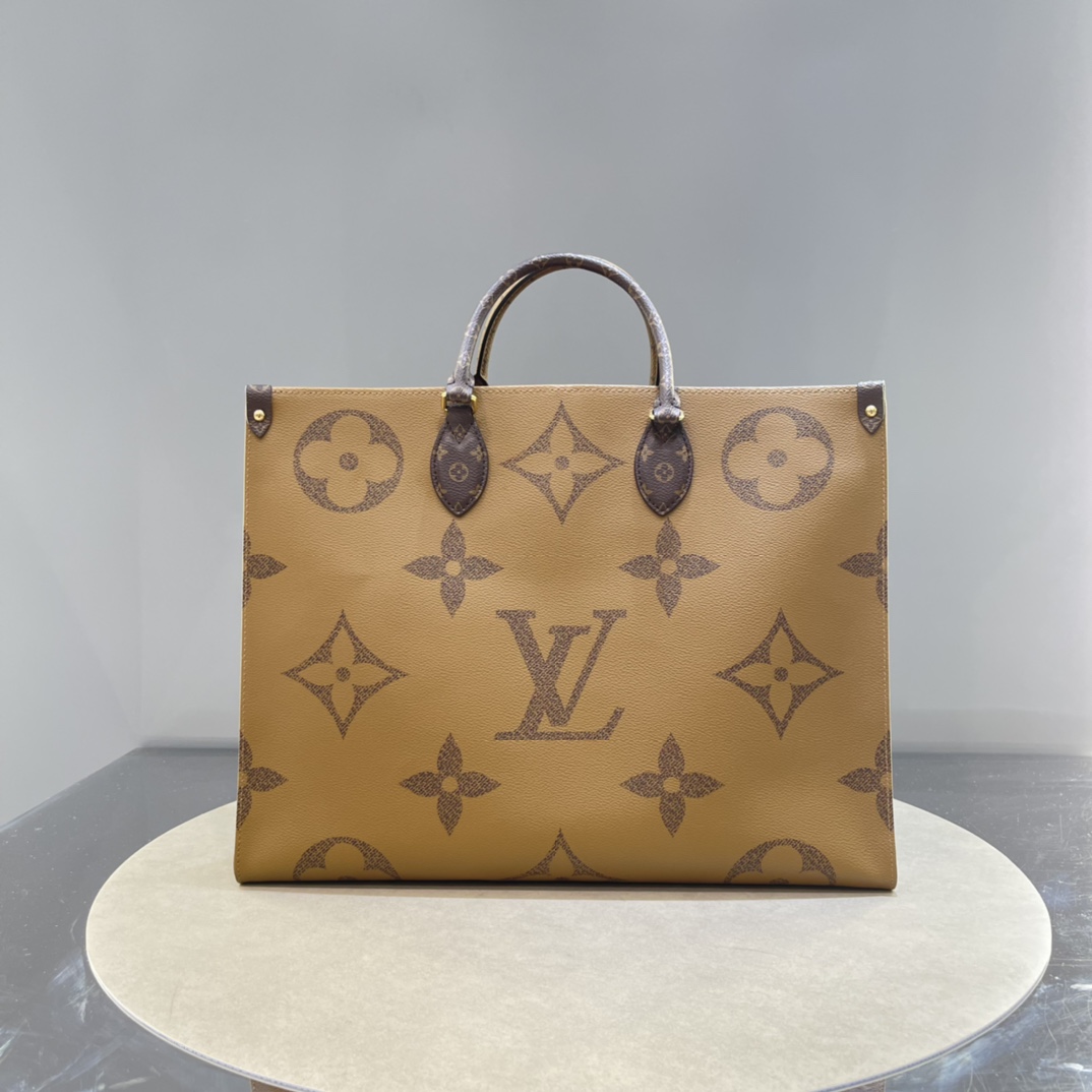 Louis Vuitton LV Onthego Handbags Tote Bags Yellow Monogram Reverse Canvas M44576