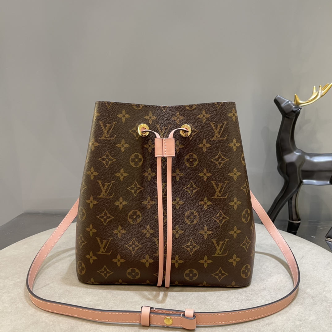 Louis Vuitton LV NeoNoe Fashion
 Bucket Bags Brand Designer Replica
 Gold Pink Monogram Canvas Calfskin Cowhide Spring Collection M44022