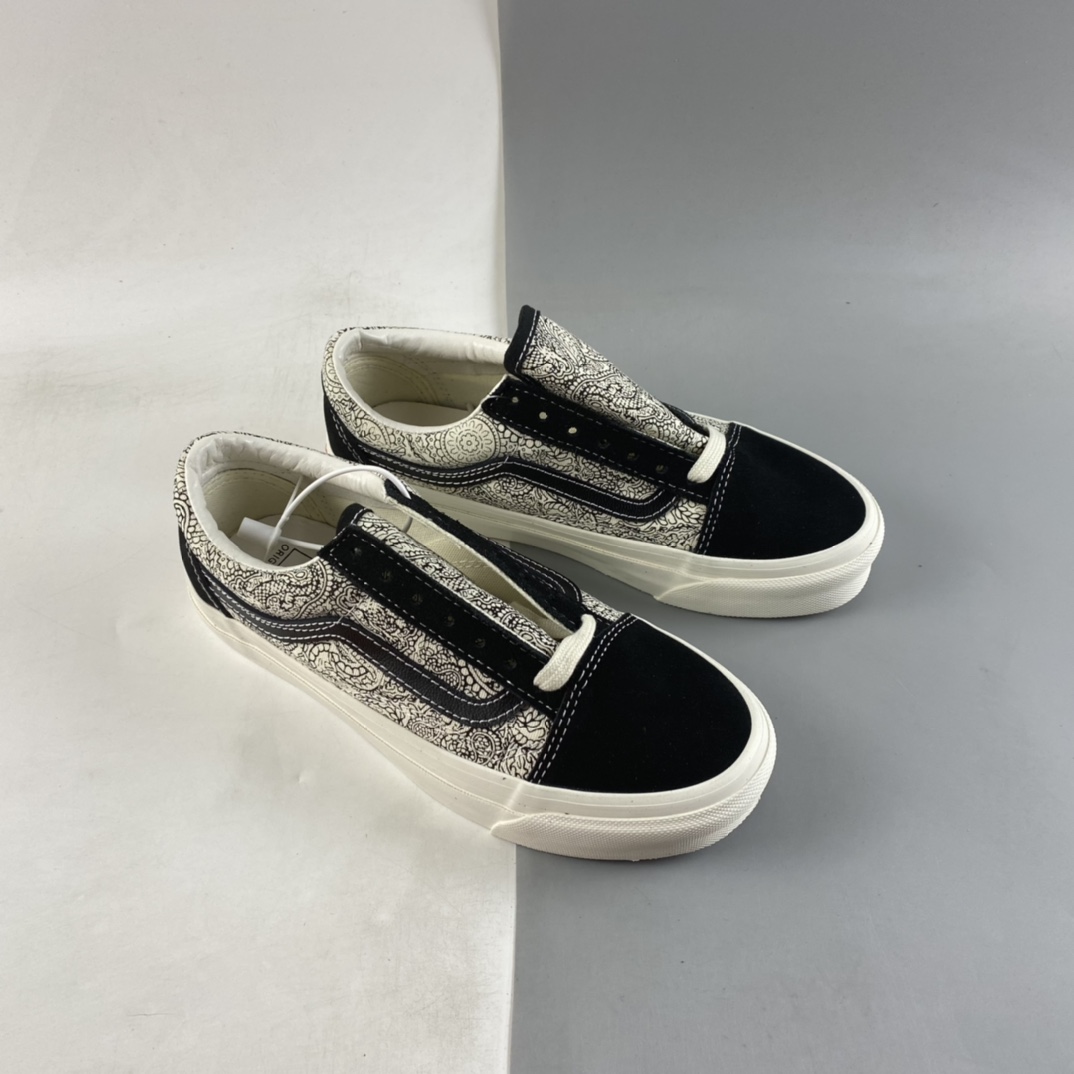 Vans Old Skool Black and White Dragon Pattern Paisley Cashew Flower Casual Sneakers VN0A4P3XB54