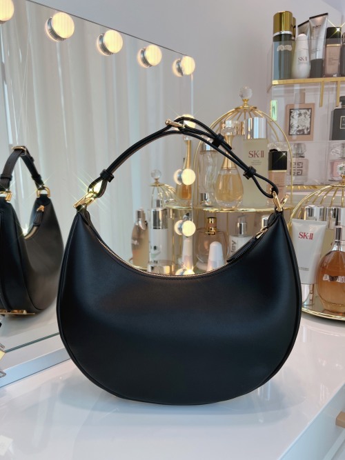Praphy Large Black Moon Bag - Italian Leather, Versatile Shoulder & Crossbody 1 Praphy Large Black Moon Bag - Italian Leather, Versatile Shoulder & Crossbody