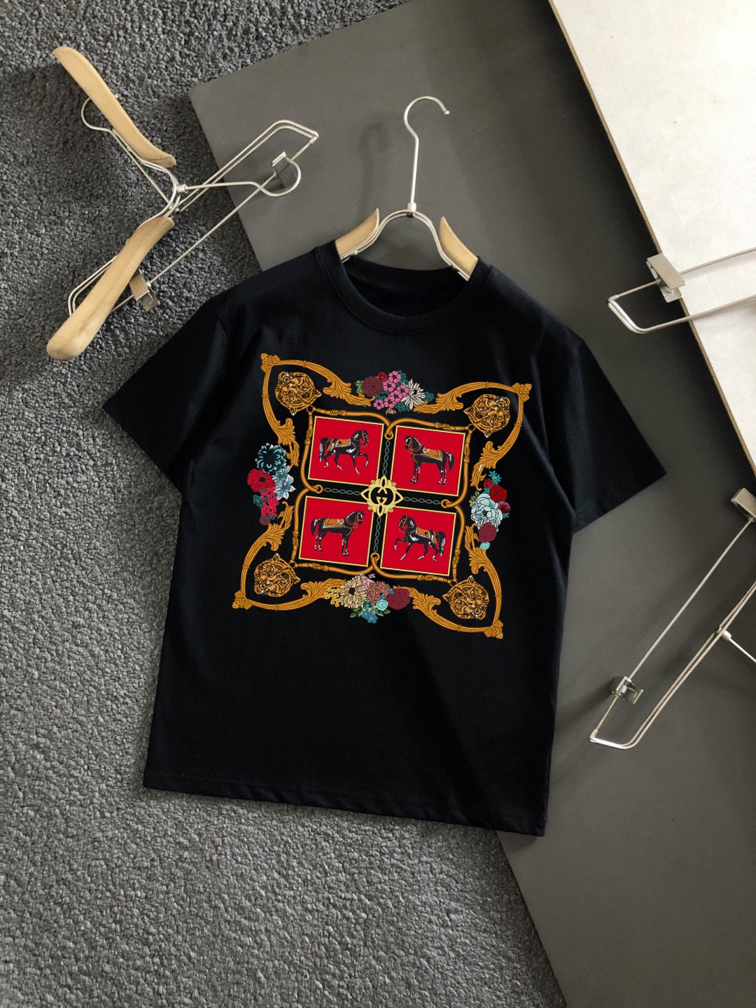 Camiseta de manga corta con estampado de la última colección de Hermès, réplica de tienda oficial de alta calidad, proc…