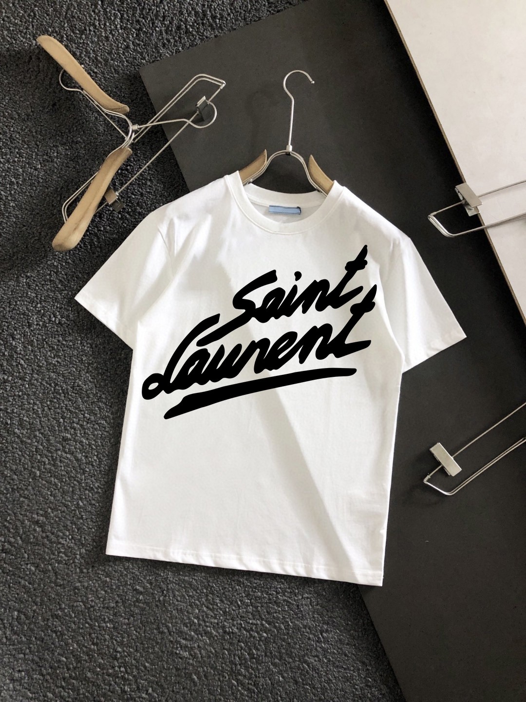 YSL camiseta de manga corta con estampado más nueva, camiseta de alta calidad de tienda original de 230 gramo…