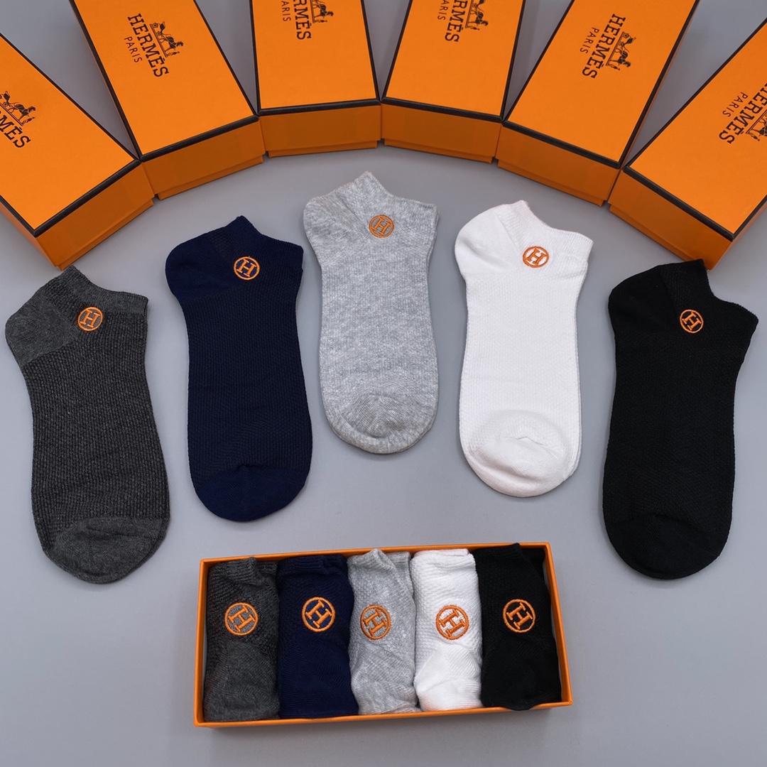 Hermès Original Ankle Socks - Premium Cotton, Anti-Odor, Five Pairs Per Box 3 i1650430607 4777 1