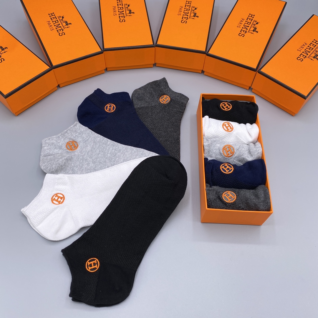 Hermès Original Ankle Socks - Premium Cotton, Anti-Odor, Five Pairs Per Box 8 i1650430607 5315 6