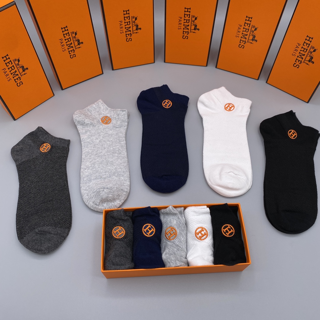 Hermès Original Ankle Socks - Premium Cotton, Anti-Odor, Five Pairs Per Box 9 i1650430607 8209 7