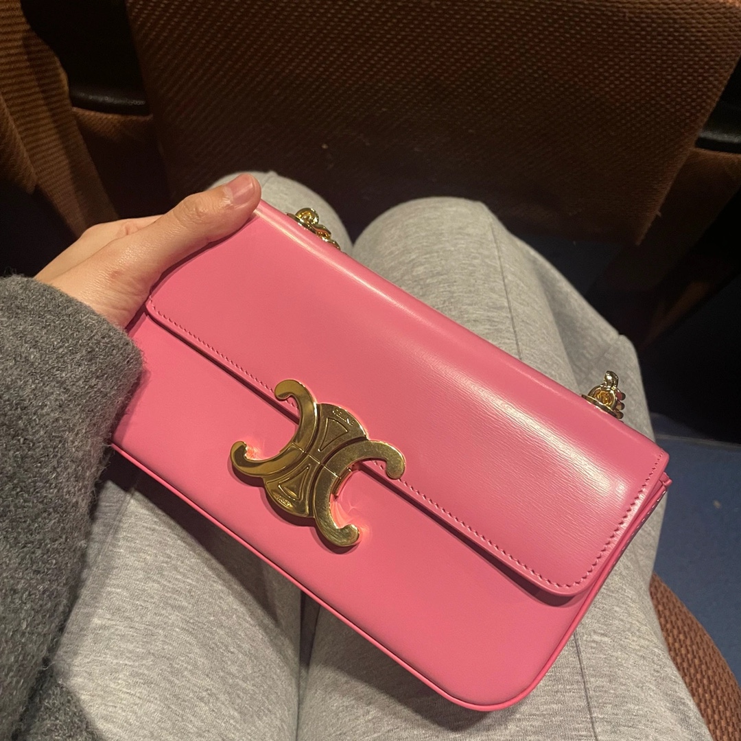 CELINE CHAIN SHOULDER 20.5CM BAG 197993粉红色