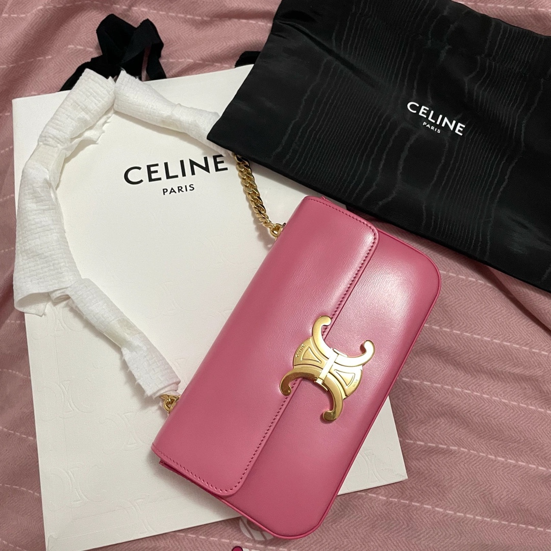 CELINE CHAIN SHOULDER 20.5CM BAG 197993粉红色