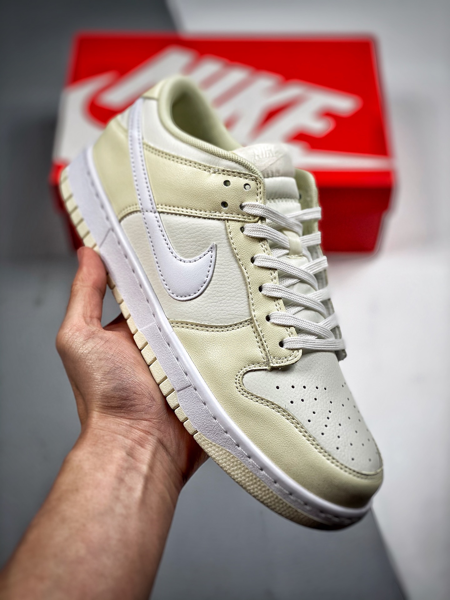 -4 Nk Dunk SB Low beige y leche de coco, producción original pura de fábrica, fotos reales de estreno, material de capa…