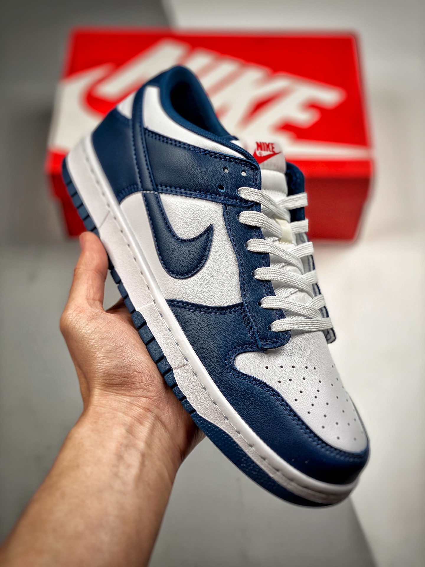 -4 Nk Dunk SB Low blanco y azul marino, producción original pura de fábrica, fotos reales de estreno, material de capa …