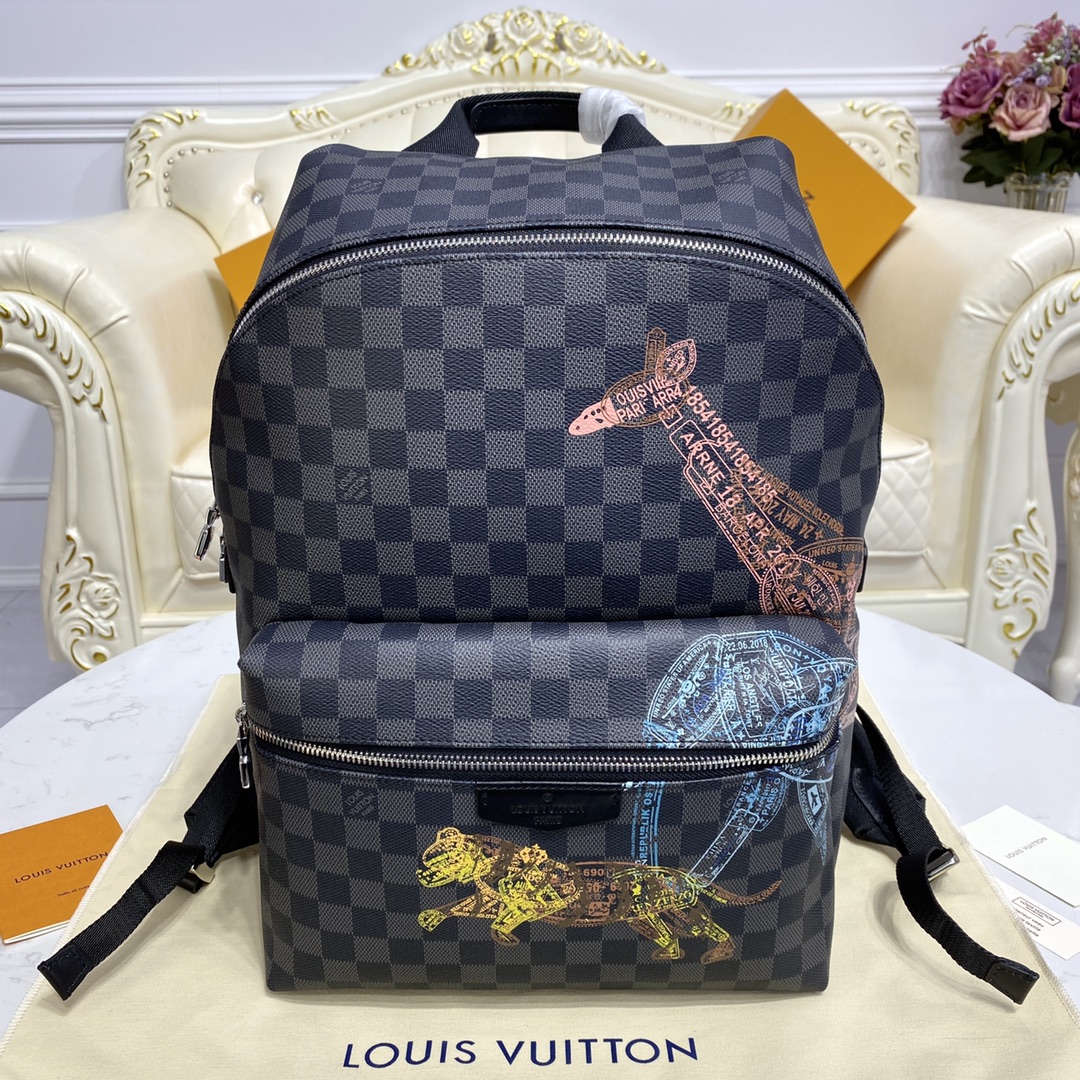 Louis Vuitton LV Discovery Bags Backpack Black Grid Damier Graphite Canvas Spring Collection N45275