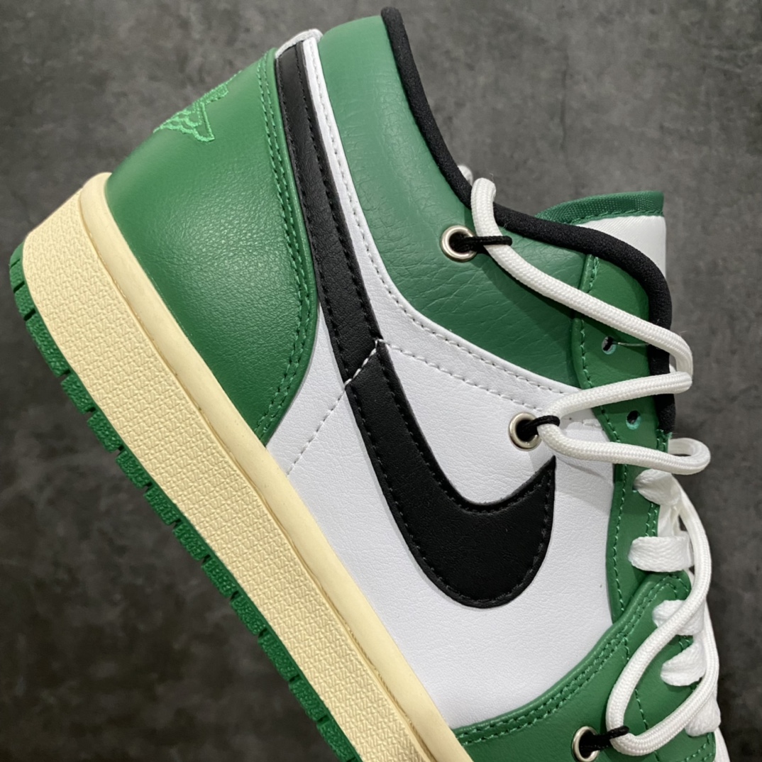 图片[6]-纯原版Air Jordan AJ1 Low 白绿解构绑带低帮 原厂内置气垫魔块 头层小牛皮 裁片清洁度超高 鞋舌AJ原厂专用牛津布+AJ专用反口珍珠布+原厂无杂质高弹内里海棉+特殊封边弹力鞋带 尺码：36 36.5 37.5 38 38.5 39 40 40.5 41 42 42.5 43 44 44.5 45 46-选品中心