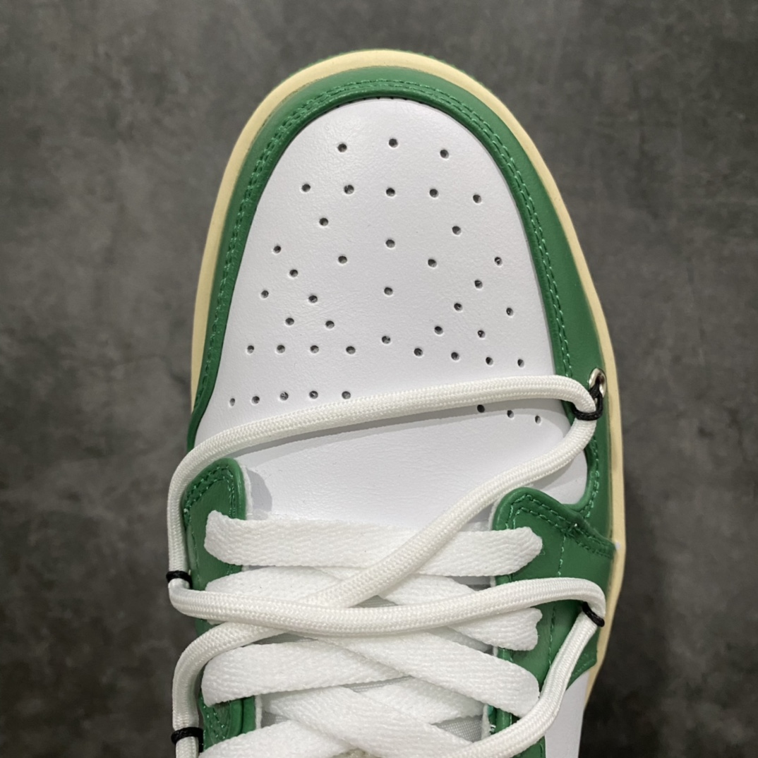 图片[9]-纯原版Air Jordan AJ1 Low 白绿解构绑带低帮 原厂内置气垫魔块 头层小牛皮 裁片清洁度超高 鞋舌AJ原厂专用牛津布+AJ专用反口珍珠布+原厂无杂质高弹内里海棉+特殊封边弹力鞋带 尺码：36 36.5 37.5 38 38.5 39 40 40.5 41 42 42.5 43 44 44.5 45 46-选品中心