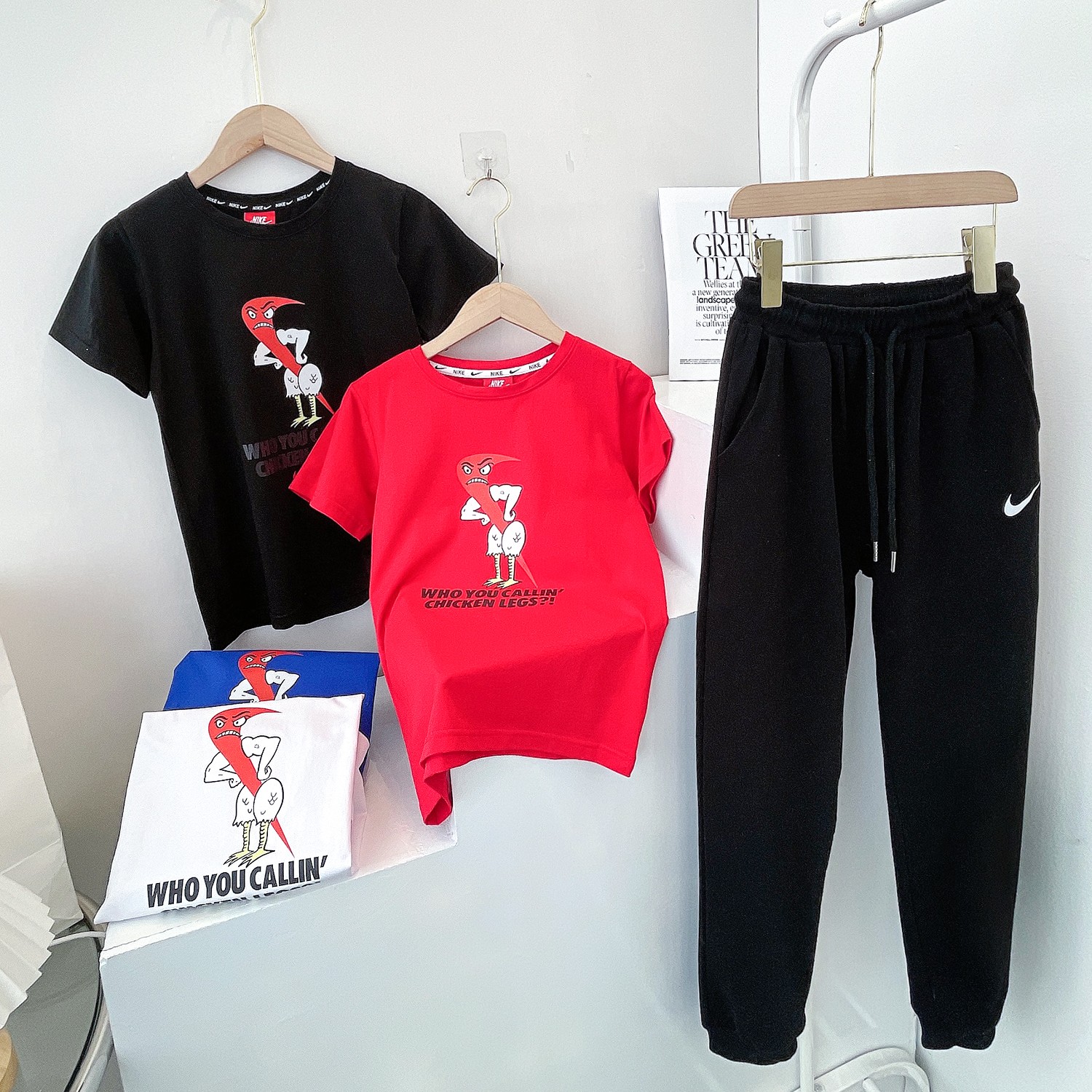 Nike Clothing Pants & Trousers T-Shirt Black Blue Red White Printing Kids Cotton Spring/Summer Collection Short Sleeve
