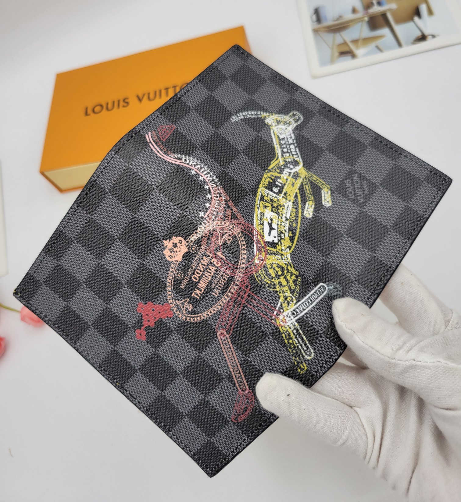 Back view of the leather passport holder