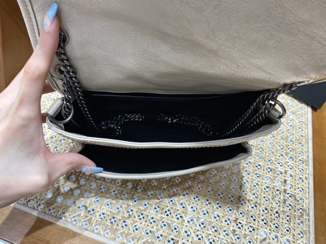 YSL Niki 22CM 邮差包 633151奶茶色