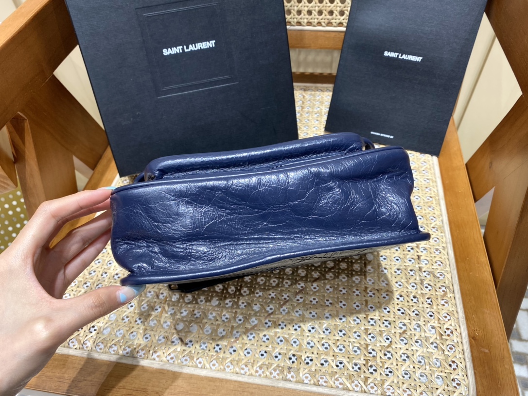 YSL Niki 22CM 邮差包 633151藏蓝色