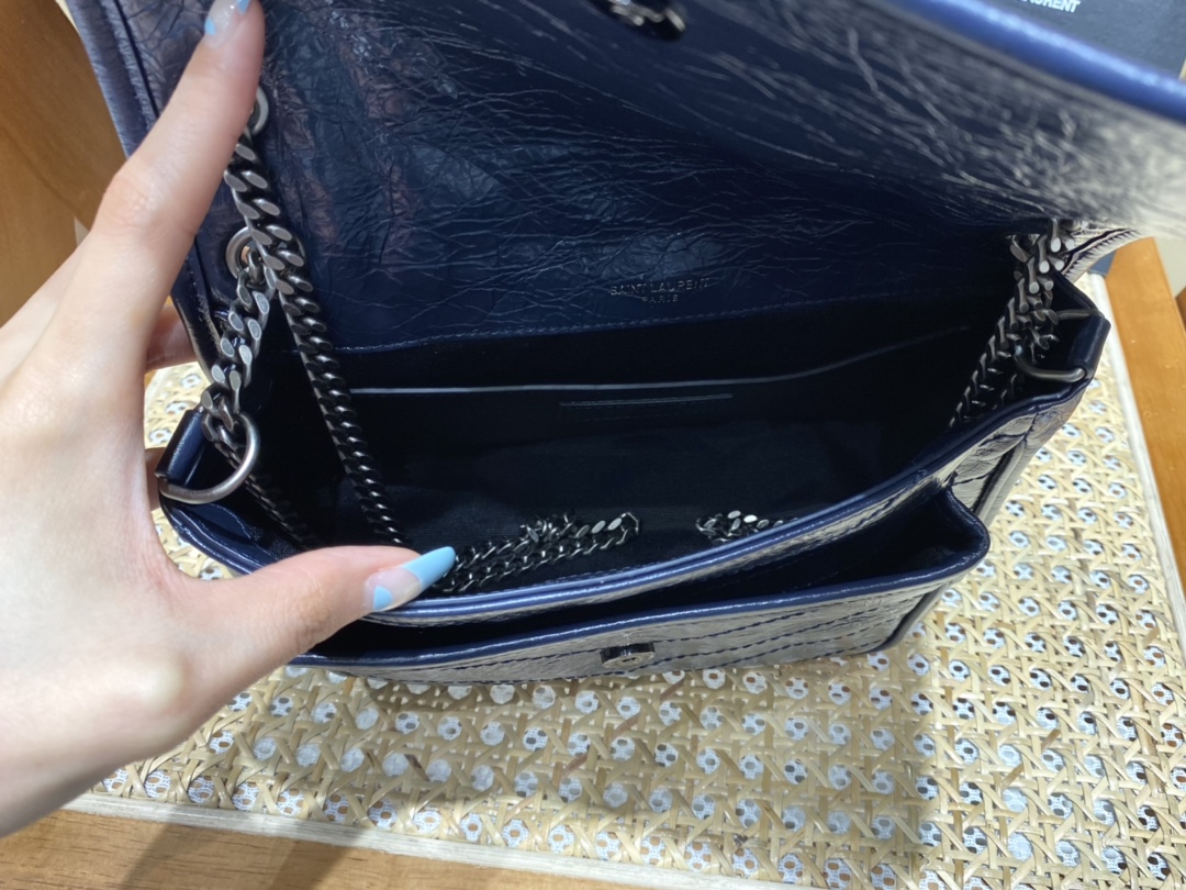 YSL Niki 22CM 邮差包 633151藏蓝色