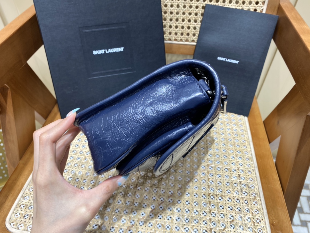 YSL Niki 22CM 邮差包 633151藏蓝色