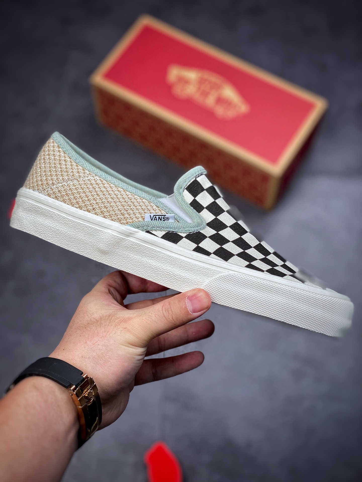 VANS Vance 22 Spring New Slip-On SF Men's and Women's Checkerboard One-Push Sports Board Shoes VN0A5HYQAYR