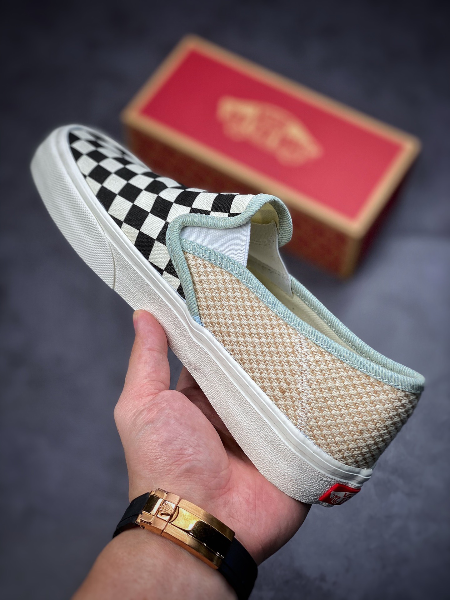 VANS Vance 22 Spring New Slip-On SF Men's and Women's Checkerboard One-Push Sports Board Shoes VN0A5HYQAYR