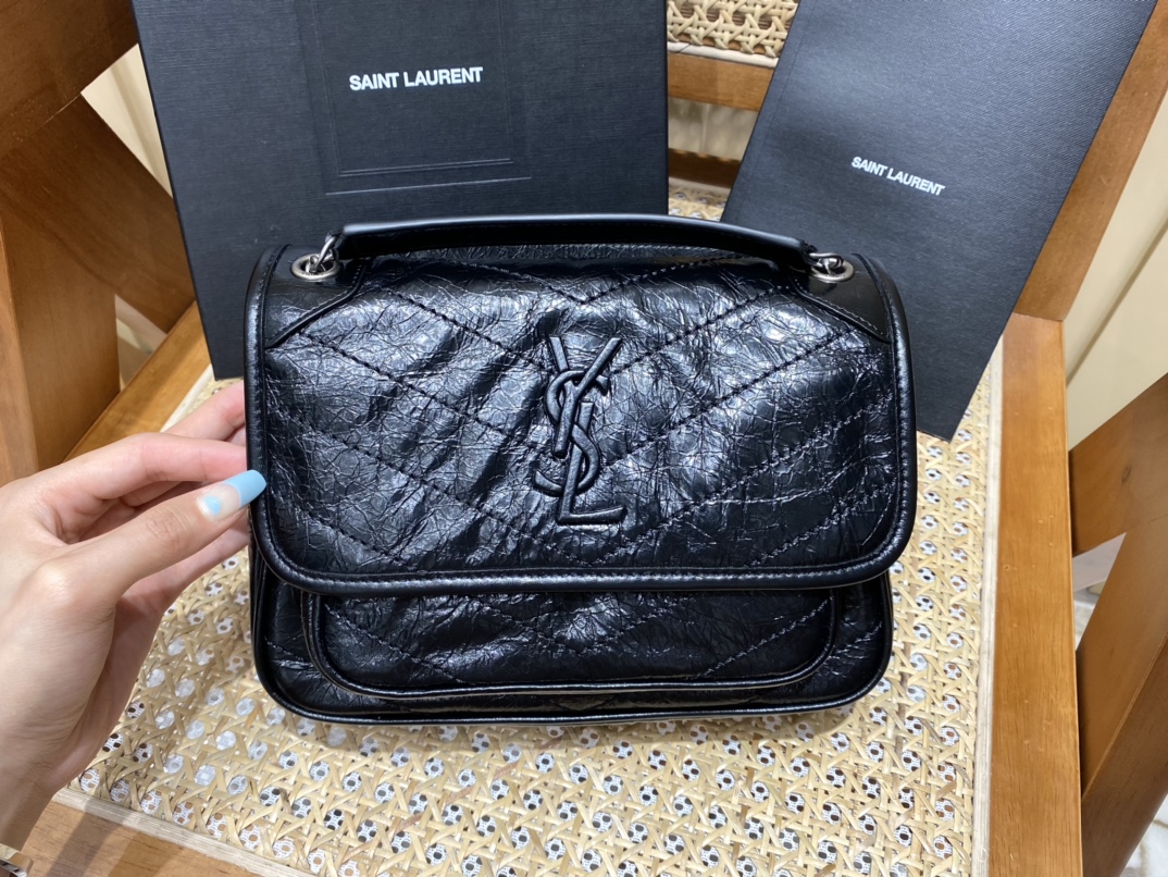 YSL Niki 22CM 邮差包 633151黑色