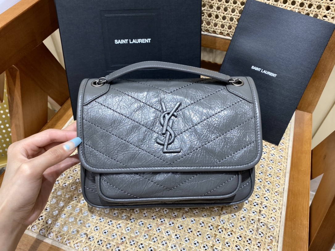 YSL Niki 22CM 邮差包 633151深灰色